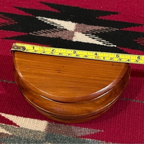 VTG Small Cedar Wood Half Moon Hinged Lid Trinket Jewelry Box - Picture 10 of 11